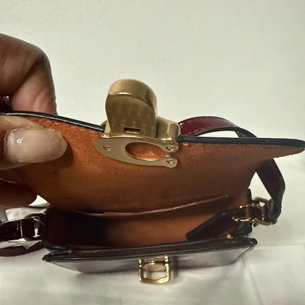 Coach Dark Red Mini Bag with Gold Chain - Picture 5 of 5